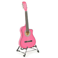 Karrera 38in Cutaway Acoustic Guitar with guitar bag - Pink - ElectronX Plus