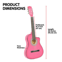 Karrera 38in Cutaway Acoustic Guitar with guitar bag - Pink - ElectronX Plus