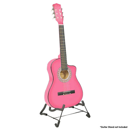 Karrera 38in Cutaway Acoustic Guitar with guitar bag - Pink - ElectronX Plus