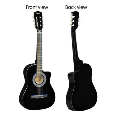 Karrera 38in Pro Cutaway Acoustic Guitar with Carry Bag - Black - ElectronX Plus