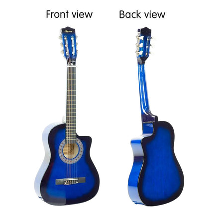 Karrera 38in Pro Cutaway Acoustic Guitar with Bag Strings - Blue Burst - ElectronX Plus