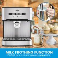 Pronti 1.6L Automatic Coffee Espresso Machine with Steam Frother - ElectronX Plus