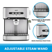 Pronti 1.6L Automatic Coffee Espresso Machine with Steam Frother - ElectronX Plus