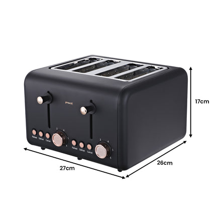 Pronti Toaster, Kettle & Coffee Machine Breakfast Set - Black - ElectronX Plus