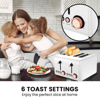 Pronti Toaster, Kettle & Coffee Machine Breakfast Set - White - ElectronX Plus