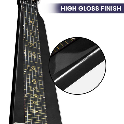 Karrera 29in 6-String Lap Steel Hawaiian Guitar - Black - ElectronX Plus