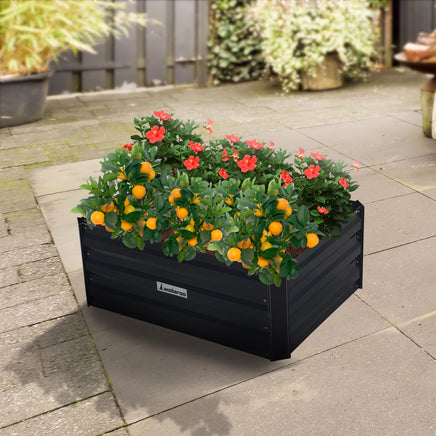 Wallaroo Garden Bed 80 x 60 x 30cm Galvanized Steel - Black - ElectronX Plus