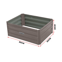 Wallaroo Garden Bed 80 x 60 x 30cm Galvanized Steel - Grey - ElectronX Plus