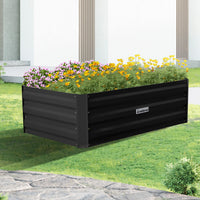 Wallaroo Garden Bed 100 x 60 x 30cm Galvanized Steel - Black - ElectronX Plus