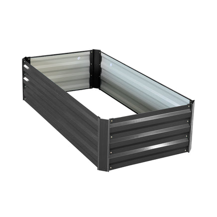 Wallaroo Garden Bed 120 x 60 x 30cm Galvanized Steel - Black - ElectronX Plus