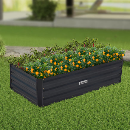 Wallaroo Garden Bed 120 x 60 x 30cm Galvanized Steel - Black - ElectronX Plus