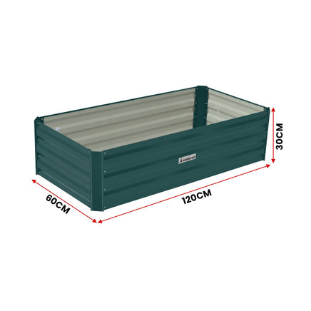 Wallaroo Garden Bed 120 x 60 x 30cm Galvanized Steel - Green - ElectronX Plus