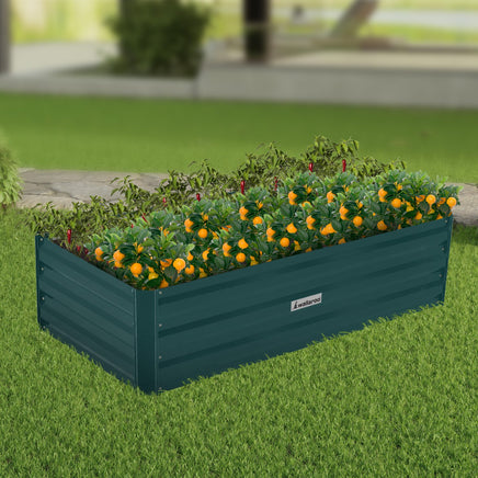 Wallaroo Garden Bed 120 x 60 x 30cm Galvanized Steel - Green - ElectronX Plus