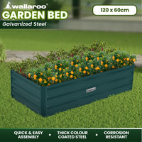 Wallaroo Garden Bed 120 x 60 x 30cm Galvanized Steel - Green - ElectronX Plus