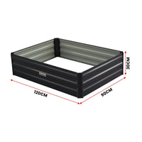 Wallaroo Garden Bed 120 x 90 x 30cm Galvanized Steel - Black - ElectronX Plus