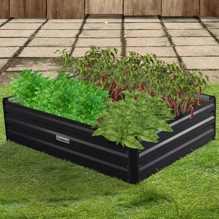 Wallaroo Garden Bed 120 x 90 x 30cm Galvanized Steel - Black - ElectronX Plus