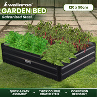 Wallaroo Garden Bed 120 x 90 x 30cm Galvanized Steel - Black - ElectronX Plus