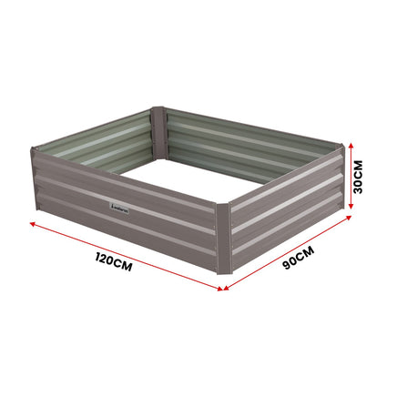 Wallaroo Garden Bed 120 x 90 x 30cm Galvanized Steel - Grey - ElectronX Plus