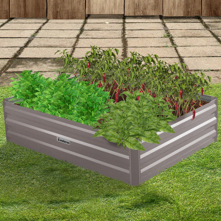 Wallaroo Garden Bed 120 x 90 x 30cm Galvanized Steel - Grey - ElectronX Plus