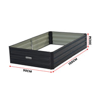 Wallaroo 150 x 90 x 30cm Galvanized Steel Garden Bed - Black - ElectronX Plus