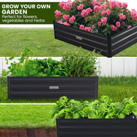 Wallaroo 150 x 90 x 30cm Galvanized Steel Garden Bed - Black - ElectronX Plus