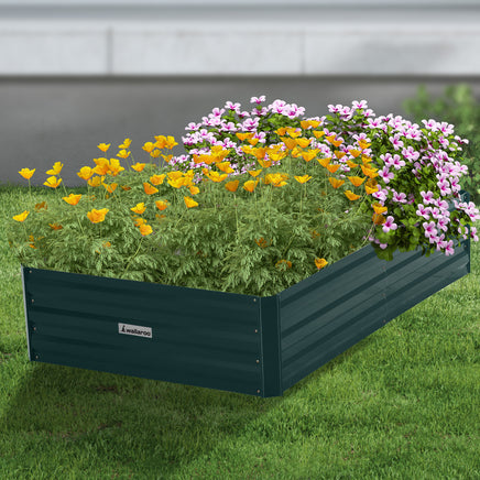 Wallaroo Garden Bed 150 x 90 x 30cm Galvanized Steel - Green - ElectronX Plus