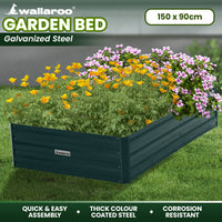 Wallaroo Garden Bed 150 x 90 x 30cm Galvanized Steel - Green - ElectronX Plus