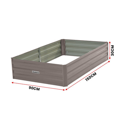 Wallaroo Garden Bed 150 x 90 x 30cm Galvanized Steel - Grey - ElectronX Plus