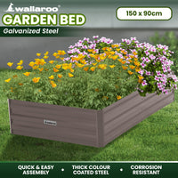 Wallaroo Garden Bed 150 x 90 x 30cm Galvanized Steel - Grey - ElectronX Plus