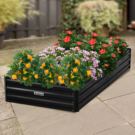 Wallaroo Garden Bed 210 x 90 x 30cm Galvanized Steel - Black - ElectronX Plus