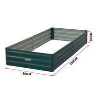 Wallaroo Garden Bed 210 x 90 x 30cm Galvanized Steel - Green - ElectronX Plus