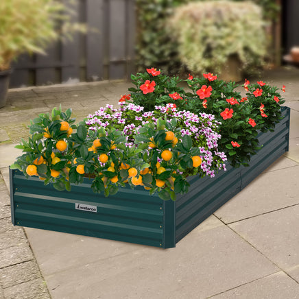 Wallaroo Garden Bed 210 x 90 x 30cm Galvanized Steel - Green - ElectronX Plus