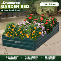 Wallaroo Garden Bed 210 x 90 x 30cm Galvanized Steel - Green - ElectronX Plus