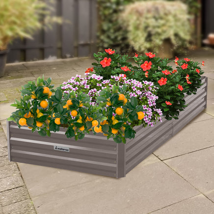 Wallaroo Garden Bed 210 x 90 x 30cm Galvanized Steel - Grey - ElectronX Plus