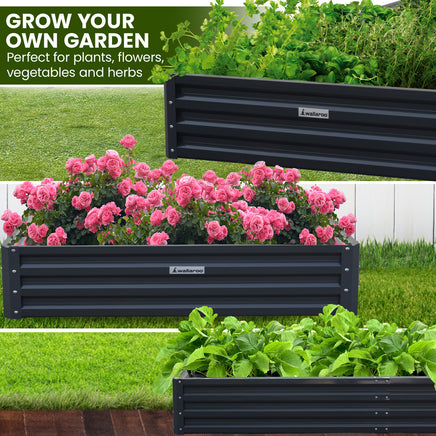 Wallaroo Garden Bed 240 x 120 x 30cm Galvanized Steel - Black - ElectronX Plus