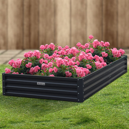 Wallaroo Garden Bed 240 x 120 x 30cm Galvanized Steel - Black - ElectronX Plus