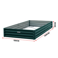 Wallaroo Garden Bed 240 x 120 x 30cm Galvanized Steel - Green - ElectronX Plus