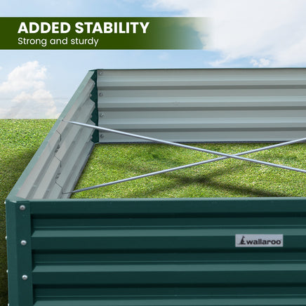 Wallaroo Garden Bed 240 x 120 x 30cm Galvanized Steel - Green - ElectronX Plus