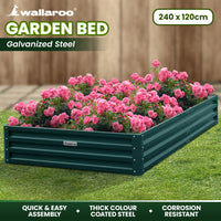 Wallaroo Garden Bed 240 x 120 x 30cm Galvanized Steel - Green - ElectronX Plus