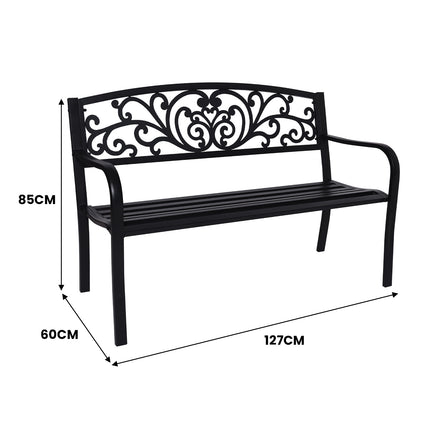 Wallaroo Steel Outdoor Garden Bench - Floral - ElectronX Plus