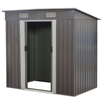 Wallaroo 4ft x 6ft Garden Shed with Base Flat Roof Outdoor Storage - Grey - ElectronX Plus