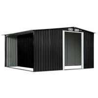 Wallaroo Garden Shed with Semi-Closed Storage 10*8FT - Black - ElectronX Plus