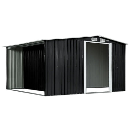 Wallaroo Garden Shed with Semi-Closed Storage 10*8FT - Black - ElectronX Plus