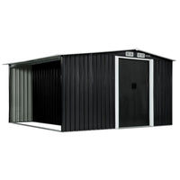 Wallaroo Garden Shed with Semi-Closed Storage 10*8FT - Black - ElectronX Plus