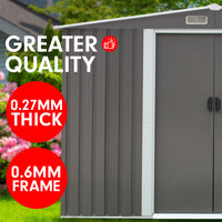 Wallaroo Garden Shed Spire Roof 8ft x 8ft Outdoor Storage Shelter - Grey - ElectronX Plus