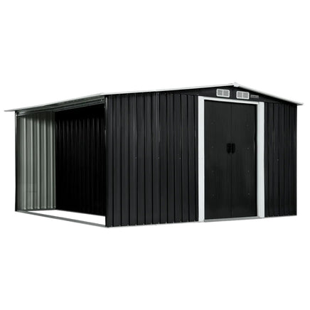 Wallaroo Garden Shed with Semi-Closed Storage 8*8FT - Black - ElectronX Plus