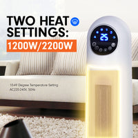 Pronti Electric Tower Heater 2200W Remote Control - White - ElectronX Plus