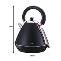 Pronti 1.7L Rose Trim Collection Kettle - Black - ElectronX Plus