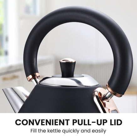 Pronti 1.7L Rose Trim Collection Kettle - Black - ElectronX Plus