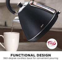 Pronti 1.7L Rose Trim Collection Kettle - Black - ElectronX Plus